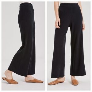 nap Cashmere Rib-Knit Leisure Bottoms in Black size L NWT